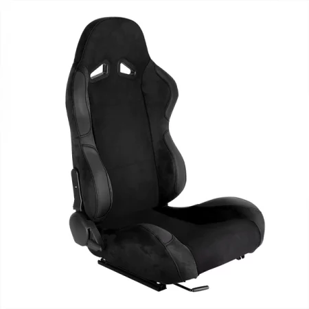 Spec-D Tuning Racing Seat - Black Suede With Black Stitching - Right Side