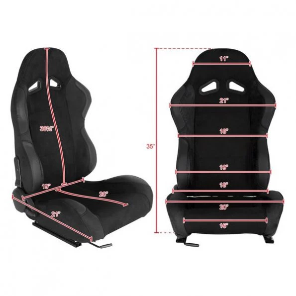 Racing Seat – Black Suede With Black Stitching – Right Side