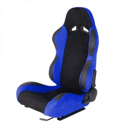Spec-D Tuning Racing Seat - Black And Blue Suede - Left Side