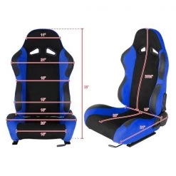 Spec-D Tuning Racing Seat - Black And Blue Suede - Left Side 6 Racing Seat – Black And Blue Suede – Left Side