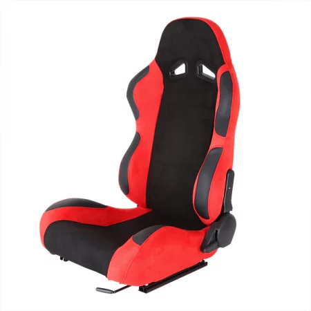Spec-D Tuning Racing Seat - Black And Red Suede - Left Side
