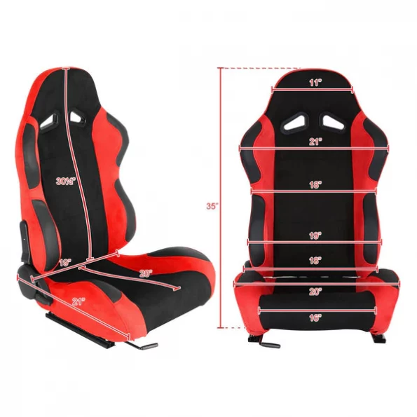 Racing Seat – Black And Red Suede – Right Side