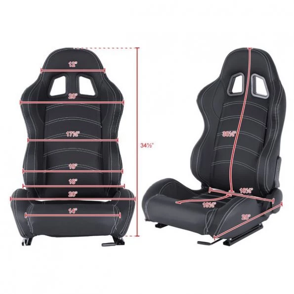 Racing Seat – Black Pvc With White Stitching – Left Side