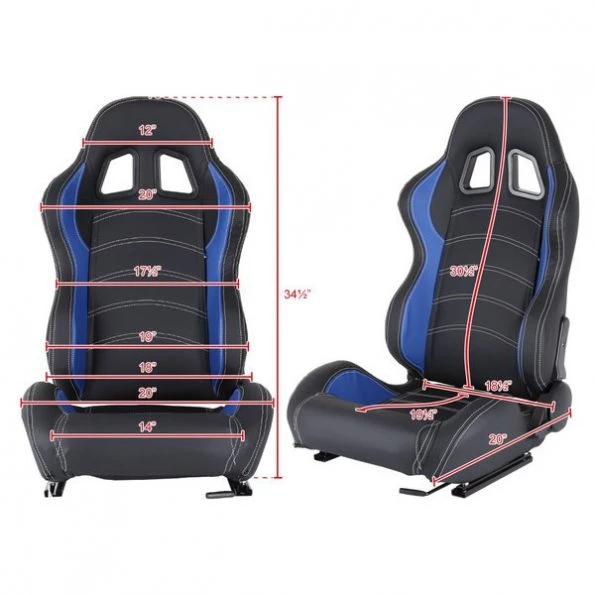 Racing Seat – Black With Blue Pvc With White Stitching – Left Side