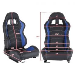 Racing Seat – Black With Blue Pvc With White Stitching – Right Side