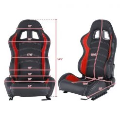 Racing Seat – Black With Red Pvc With White Stitching – Left Side