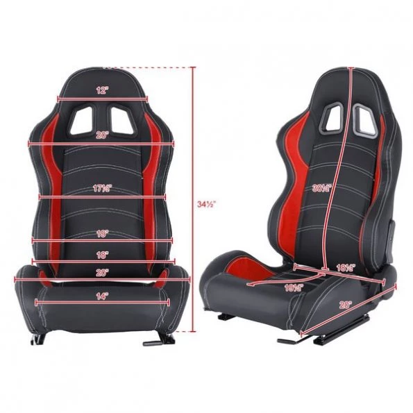 Racing Seat – Black With Red Pvc With White Stitching – Left Side