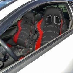 Racing Seat – Black With Red Pvc With White Stitching – Left Side
