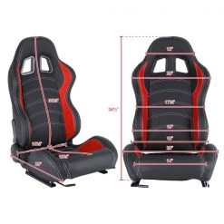 Racing Seat – Black With Red Pvc With White Stitching – Right Side