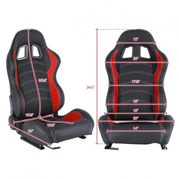 Racing Seat – Black With Red Pvc With White Stitching – Right Side