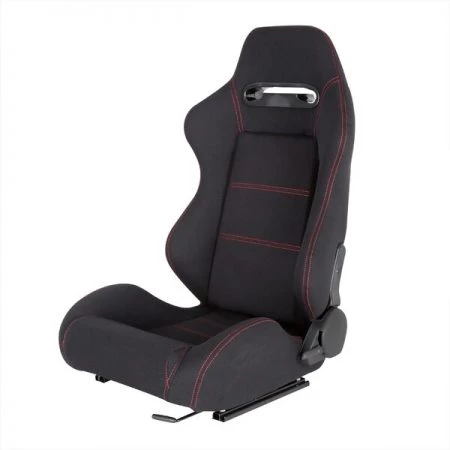 Spec-D Tuning Racing Seat - Black Cloth With Red Stitching - Left Side
