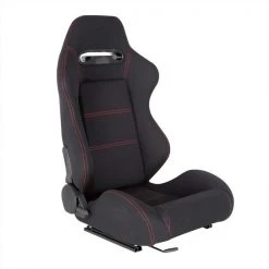 Spec-D Tuning Racing Seat - Black Cloth With Red Stitching - Right Side