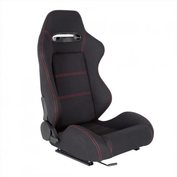 Spec-D Tuning Racing Seat - Black Cloth With Red Stitching - Right Side 1 Racing Seat – Black Cloth With Red Stitching – Right Side