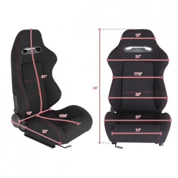 Racing Seat – Black Cloth With Red Stitching – Right Side