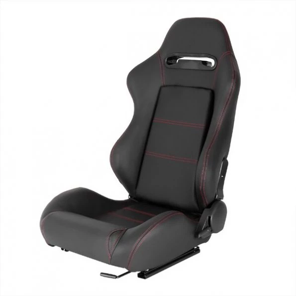 Spec-D Tuning Racing Seat - Black Pvc With Red Stitching - Left Side 1 Racing Seat – Black Pvc With Red Stitching – Left Side