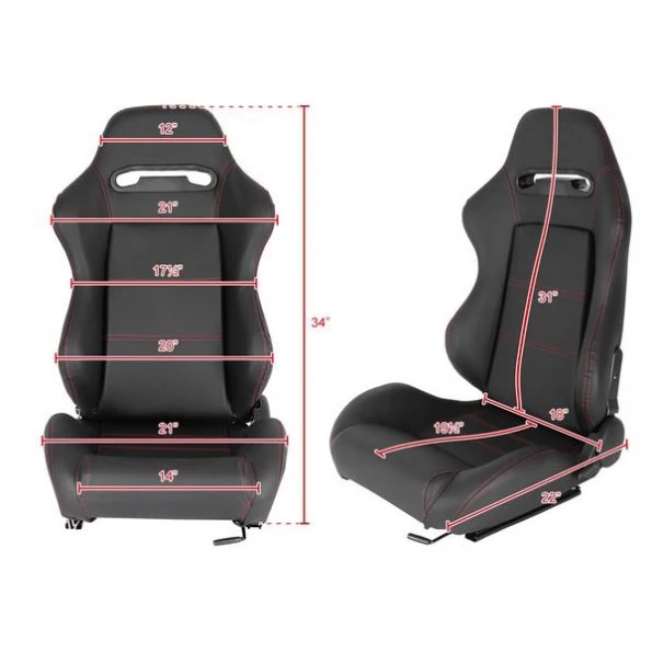 Racing Seat – Black Pvc With Red Stitching – Left Side