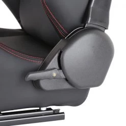 Spec-D Tuning Racing Seat - Black Pvc With Red Stitching - Left Side 10 Racing Seat – Black Pvc With Red Stitching – Left Side
