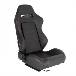 Spec-D Tuning Racing Seat - Black Pvc With Red Stitching - Right Side
