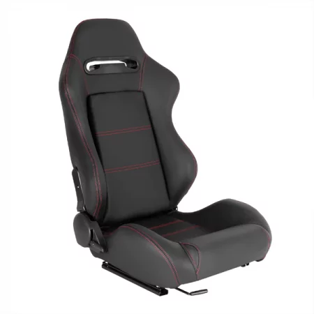 Spec-D Tuning Racing Seat - Black Pvc With Red Stitching - Right Side