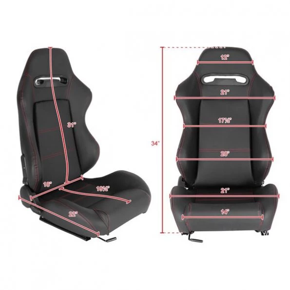 Racing Seat – Black Pvc With Red Stitching – Right Side