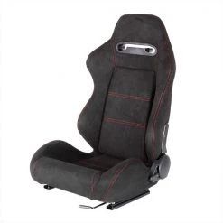 Racing Seat – Black Suede With Red Stitching – Left Side