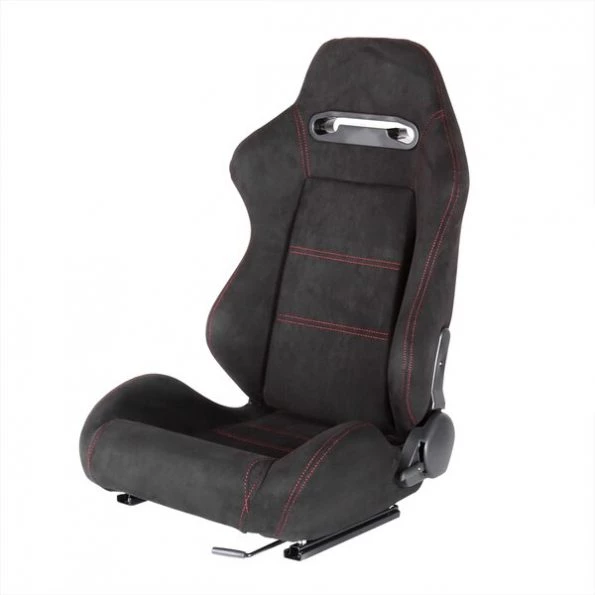 Racing Seat – Black Suede With Red Stitching – Left Side