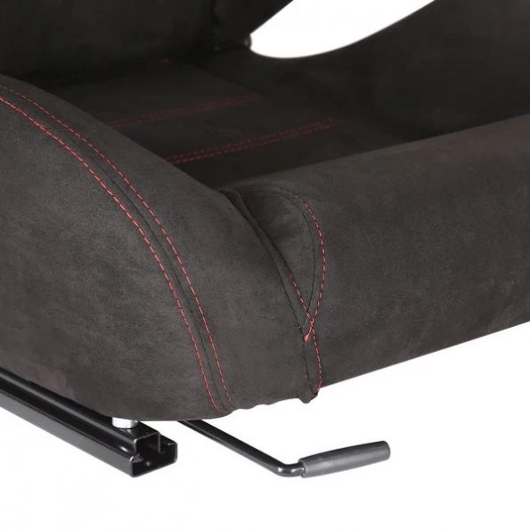 Racing Seat – Black Suede With Red Stitching – Left Side
