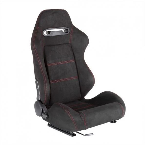 Spec-D Tuning Racing Seat - Black Suede With Red Stitching - Right Side 1 Racing Seat – Black Suede With Red Stitching – Right Side