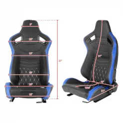 Racing Seat – Black With Blue Pvc With White Stitching – Left Side