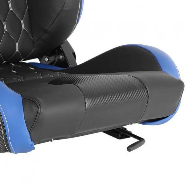 Racing Seat – Black With Blue Pvc With White Stitching – Left Side