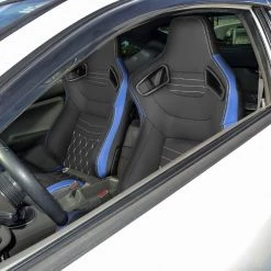 Racing Seat – Black With Blue Pvc With White Stitching – Left Side