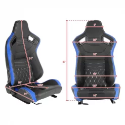 Racing Seat – Black With Blue Pvc With White Stitching – Right Side