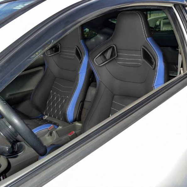 Racing Seat – Black With Blue Pvc With White Stitching – Right Side