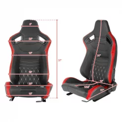 Racing Seat – Black With Red Pvc With White Stitching – Left Side