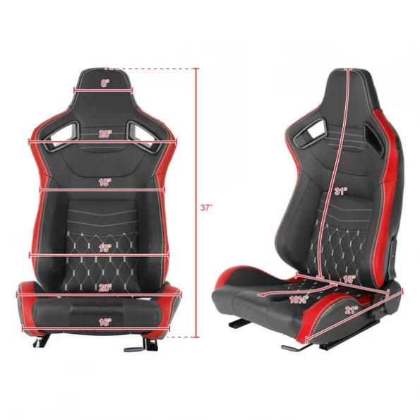 Racing Seat – Black With Red Pvc With White Stitching – Left Side