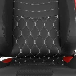 Racing Seat – Black With Red Pvc With White Stitching – Left Side