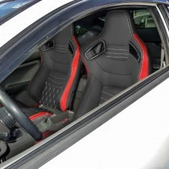 Racing Seat – Black With Red Pvc With White Stitching – Left Side