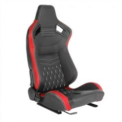 Racing Seat – Black With Red Pvc With White Stitching – Right Side