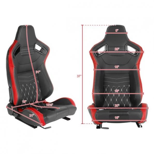 Racing Seat – Black With Red Pvc With White Stitching – Right Side