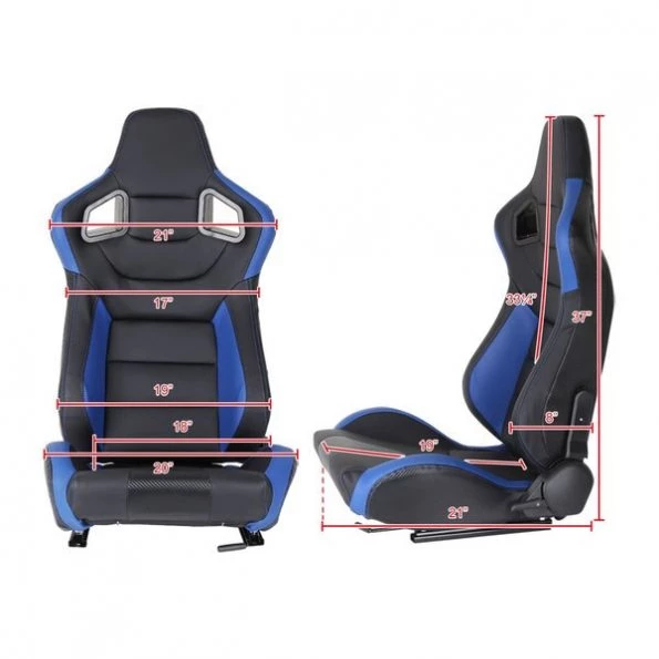 Racing Seat – Black With Blue Pvc – Left Side
