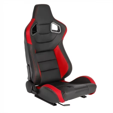 Spec-D Tuning Racing Seat - Black With Red Pvc - Right Side