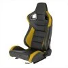 Spec-D Tuning Racing Seat - Black With Yellow Pvc - Left Side
