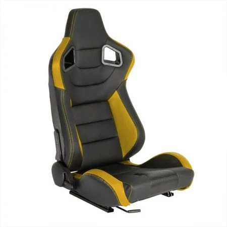 Spec-D Tuning Racing Seat - Black With Yellow Pvc - Right Side