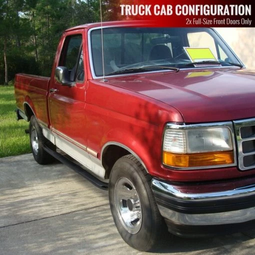 80-96 Ford F-Series 3 Inches Round Side Step Bar – Black – Regular Cab