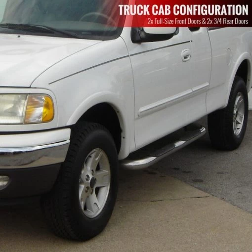 97-03 Ford F150 3 Inch Round Stainless Finish Side Step Bars