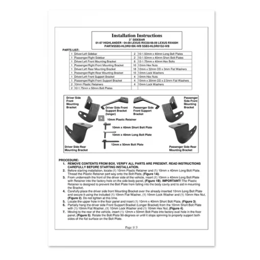 01-07 Toyota Highlander 3 Inches Round Side Step Bar – Black