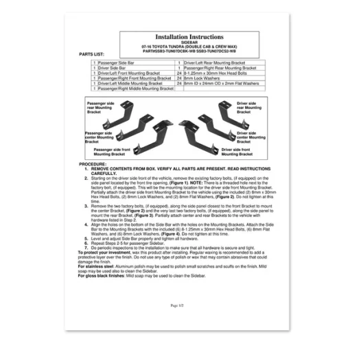 07-14 Toyota Tundra 3 Inches Round Side Step Bar – Black -Double Cab