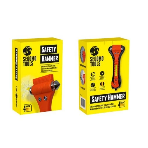 4 x Emergency Escape Safety Hammers w/Window Breaker, Seat Belt Cutter
