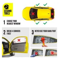 4 x Emergency Escape Safety Hammers w/Window Breaker, Seat Belt Cutter