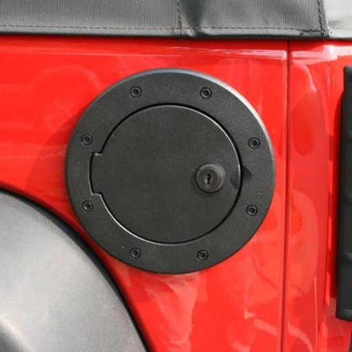 FUEL COVER BLACK ALUMINUM, 07-16 WRANGLER LOCKING